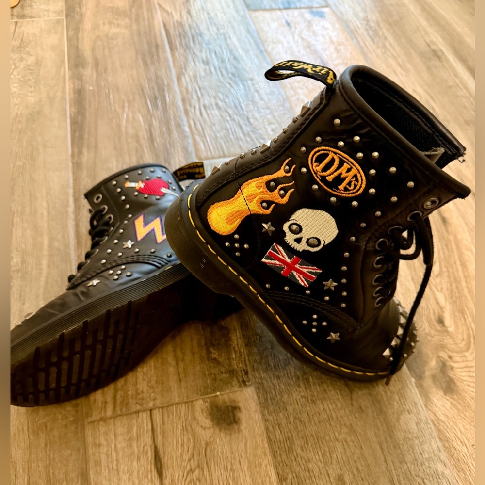 Dr. Martens Black Studded Boots with Patches